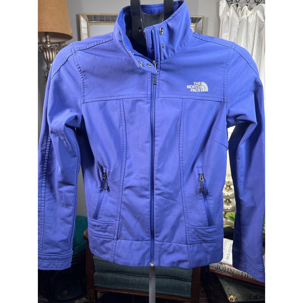 The North Face Women's Purple Soft Shell Fleece Backed Full Zip Jacket Small